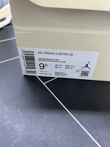 Nike Air Jordan 3 Retro Muslin Size 9.5 DH7139-100 2022