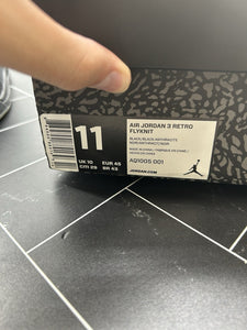 Nike Air Jordan 3 Retro Flyknit Black Size 11 AQ1005-001