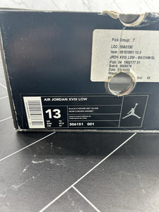 Nike Air Jordan 18 OG Low Black Chrome Size 13 306151-001 2003