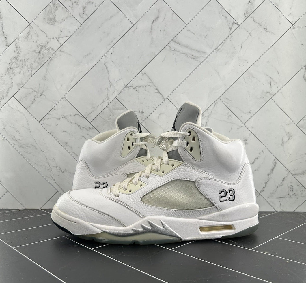 Nike Air Jordan 5 Retro 2015 White Metallic Size 12 136027-130