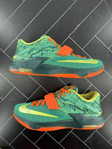 Nike KD 7 Weatherman Size 12 Green Orange Silver OG Low 2015 653996-303