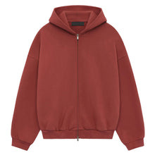 Load image into Gallery viewer, Fear of God Essentials State Logo Heavy Fleece Full Zip Hoodie ‘Crimson’