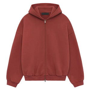 Fear of God Essentials State Logo Heavy Fleece Full Zip Hoodie ‘Crimson’