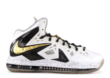 Load image into Gallery viewer, NIKE LEBRON 10 P.S. ELITE+ &quot;WHITE GOLD BLACK&quot;