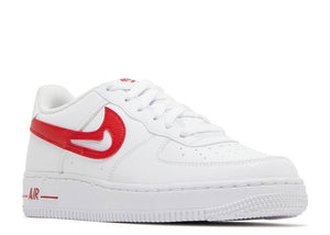 NIKE AIR FORCE 1 GS "CUT-OUT SWOOSH - WHITE UNIVERSITY RED"